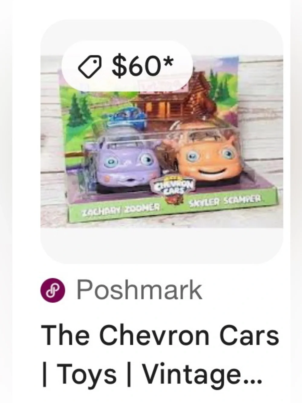 Vintage 1999 Chevron Cars collectible figures,  Zachary Zoomer & Skyler Scamper